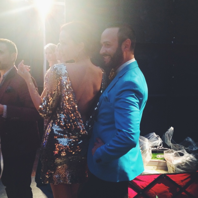 Nick Verreos and Model Backstage at Style Week OC 2014
