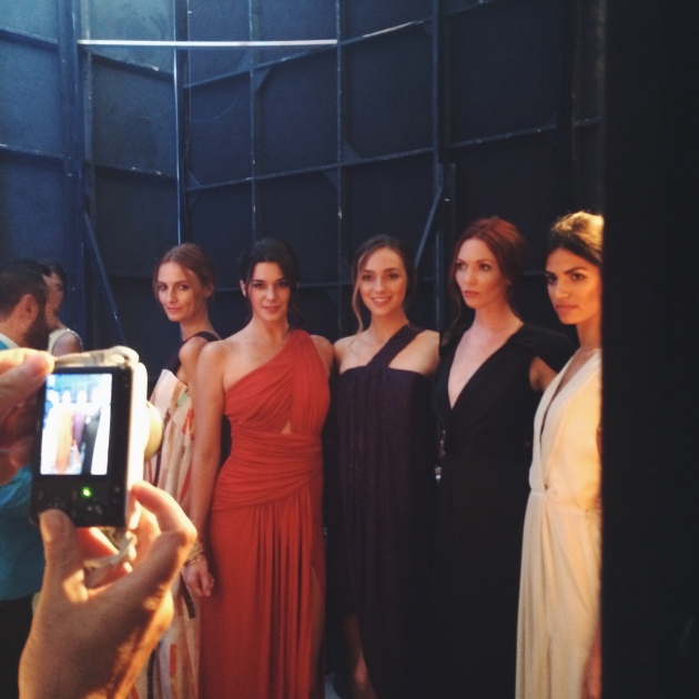 LA Models Backstage in Nikolaki Collection Gowns at Style Week OC 2014